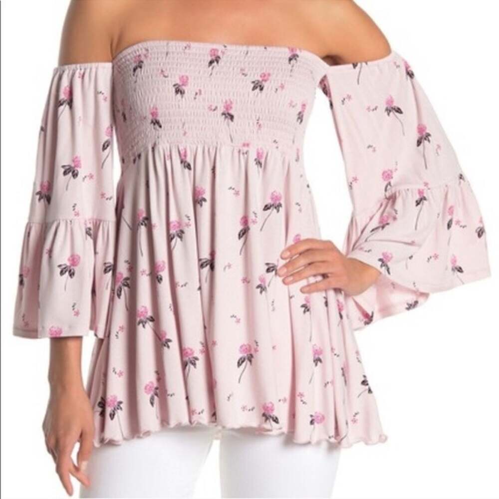 Free People Lana Off Shoulder Tunic Top Women's XS Cloud Berry Pink
